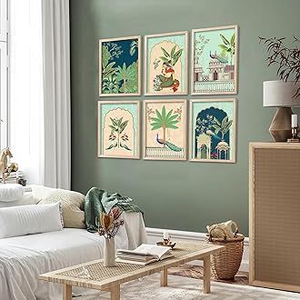 kotart Wall Painting Madhubani Home Decoration Indian Traditional Art With Frame For Living Room Bed Room Hotel Wall Decor Digital Reprint Engineered Wood Set of 6 (S)