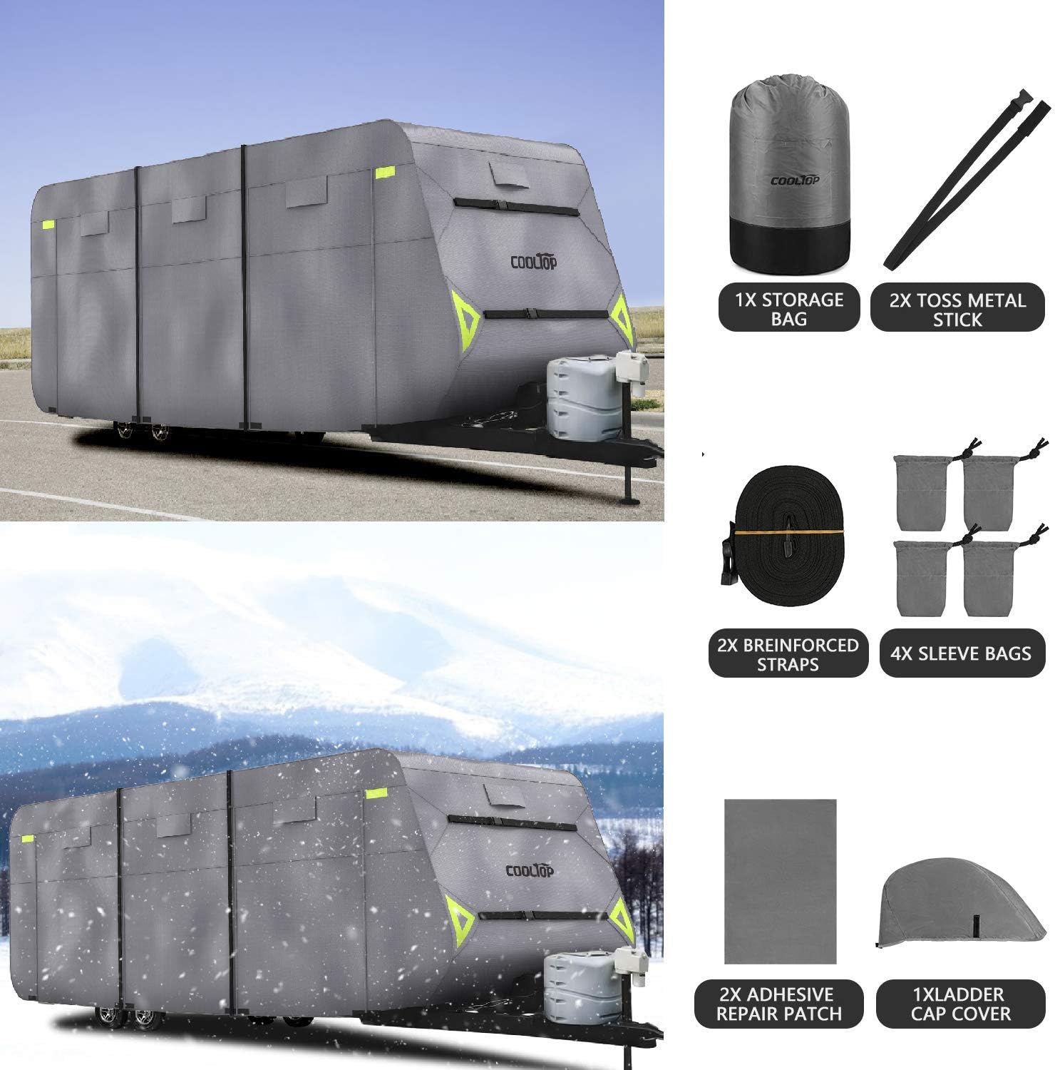 Get Discount Offer COOLTOP Travel Trailer RV Camper Cover for 26'1''-28'6'', Upgraded 300D Waterproof Jayco Trailer Cover Breathable Anti-UV Ripstop for RV Motorhome with Adhesive Patch & Storage Bag Top Brands COOLTOP Travel Trailer RV Camper Cover for 26'1''-28'6'', Upgraded 300D Waterproof Jayco Trailer Cover Breathable Anti-UV Ripstop for RV Motorhome with Adhesive Patch & Storage Bag