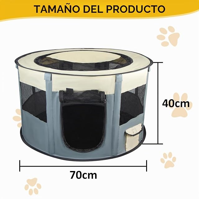 Foto 2 de 8 de Parque Perros, Portátil Corralito para Perros de Tela Oxford Impermeable