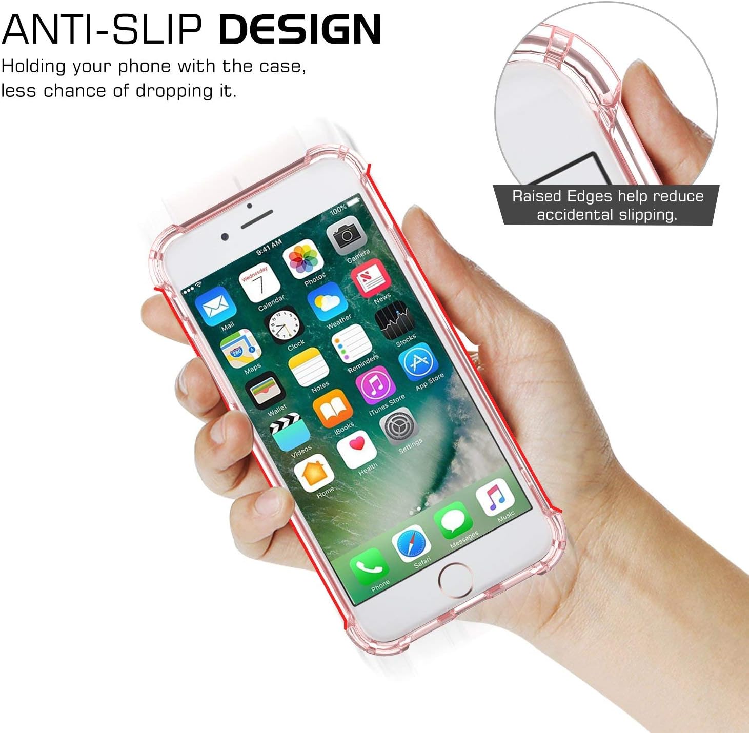 ORIbox Case Compatible with iPhone SE 2022/2020 , Compatible with iPhone 8/7 Case, with 4 Corners Shockproof Protection, Pink