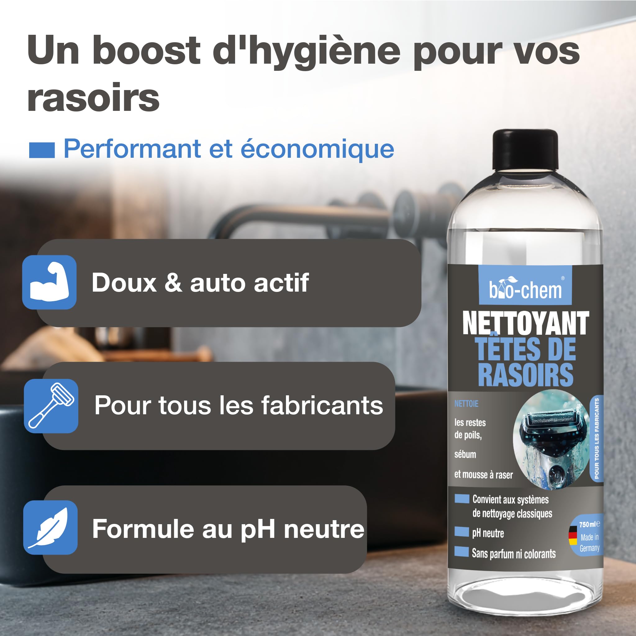 bio-chem Produit nettoyant pour tete de rasoir 3 x 750ml