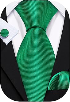 Tie Sets for Men Silk Solid Necktie Stain Ties Handkerchief Pocket Square Cufflinks Wedding Business Dyed