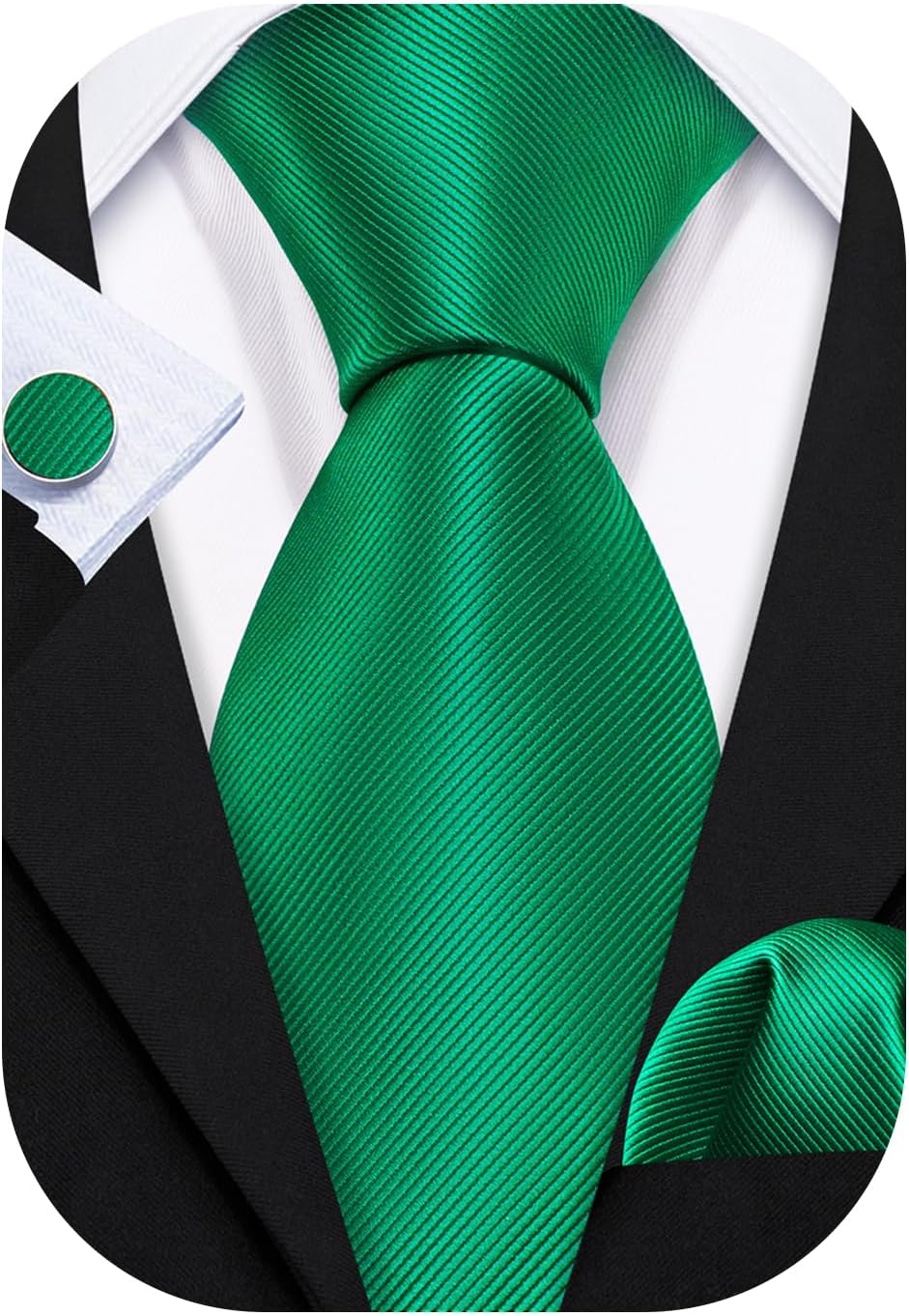 Tie Sets for Men Silk Solid Necktie Stain Ties Handkerchief Pocket Square Cufflinks Wedding Business Dyed