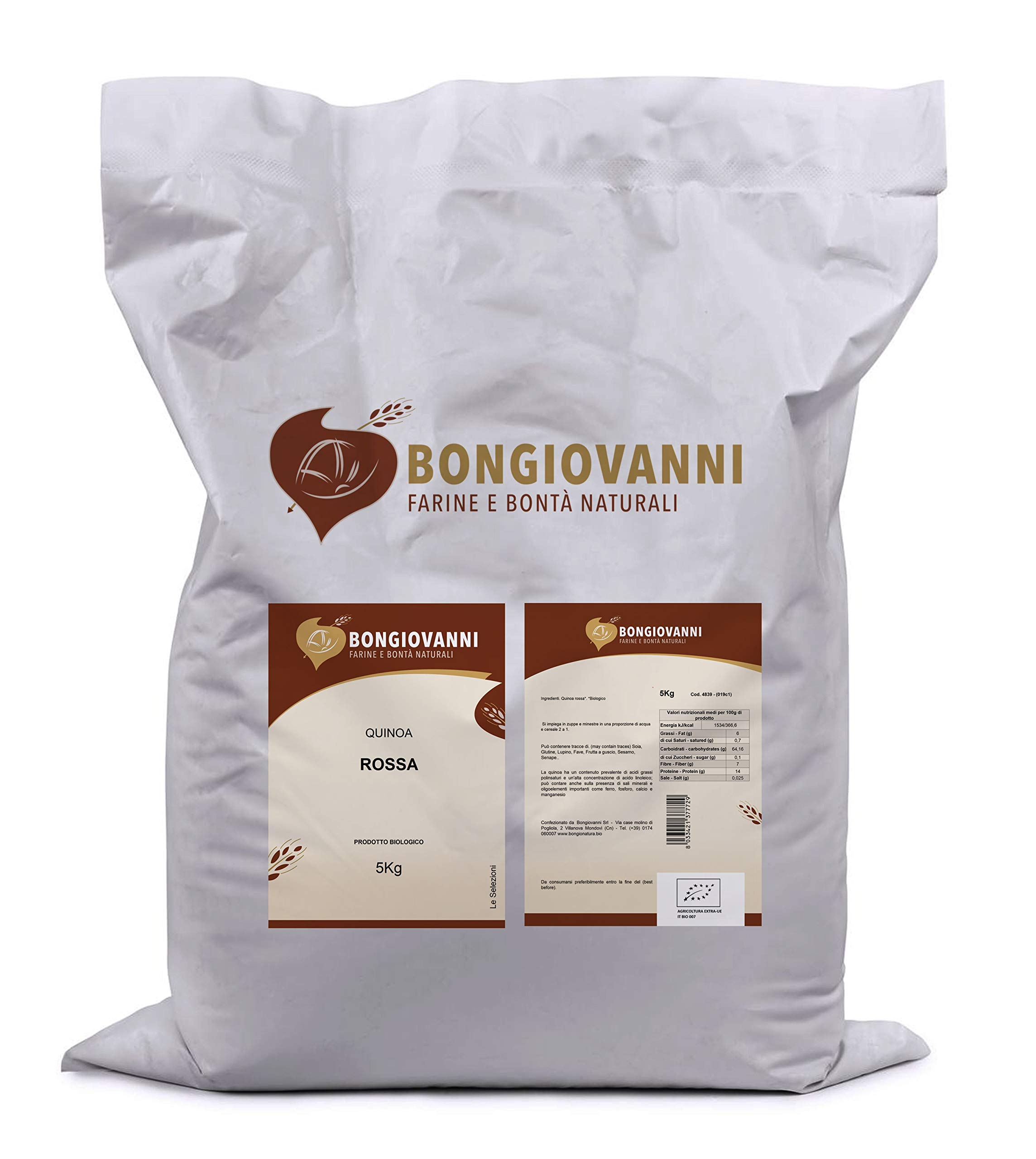 BONGIOVANNI FARINE E BONTA' NATURALI Quinoa rossa 5Kg BIO