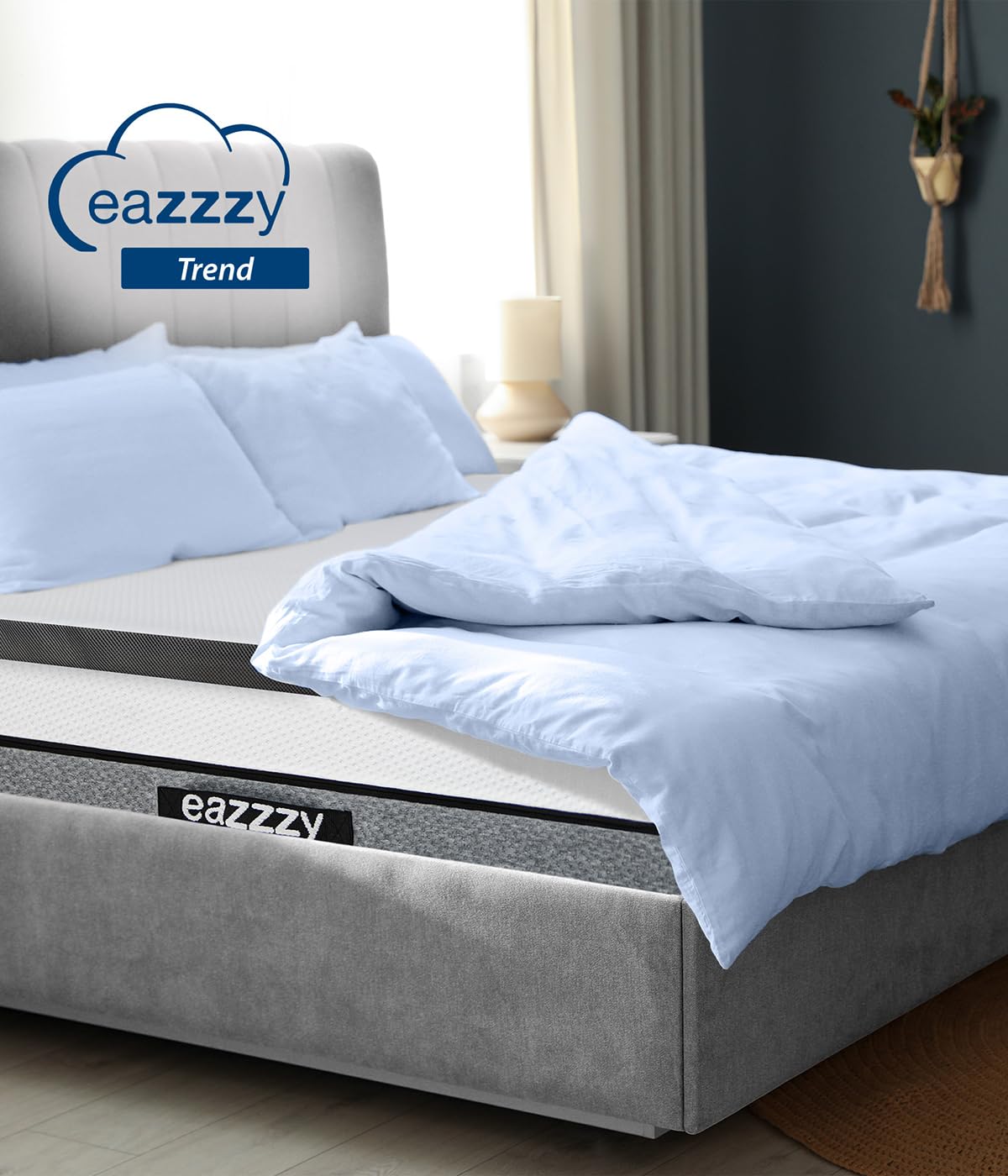 eazzzy Topper Trend - Colchón de 5 cm de Altura, Transpirable, Espuma con Memoria, Apto para alérgicos, con Funda extraíble, 180 x 200 x 5 cm