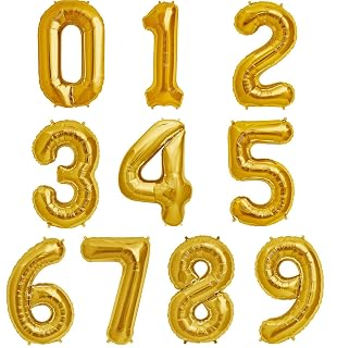 Utkarsh (40.65 cm Size) Numerical Number Nine Digit 0-9 (0,1,2,3,4,5,6,7,8,9) Soild (Golden) Color 3D Foil Balloons For Kids Party Supplies, Birthday, Anniversary Parties Decoration And Celebration