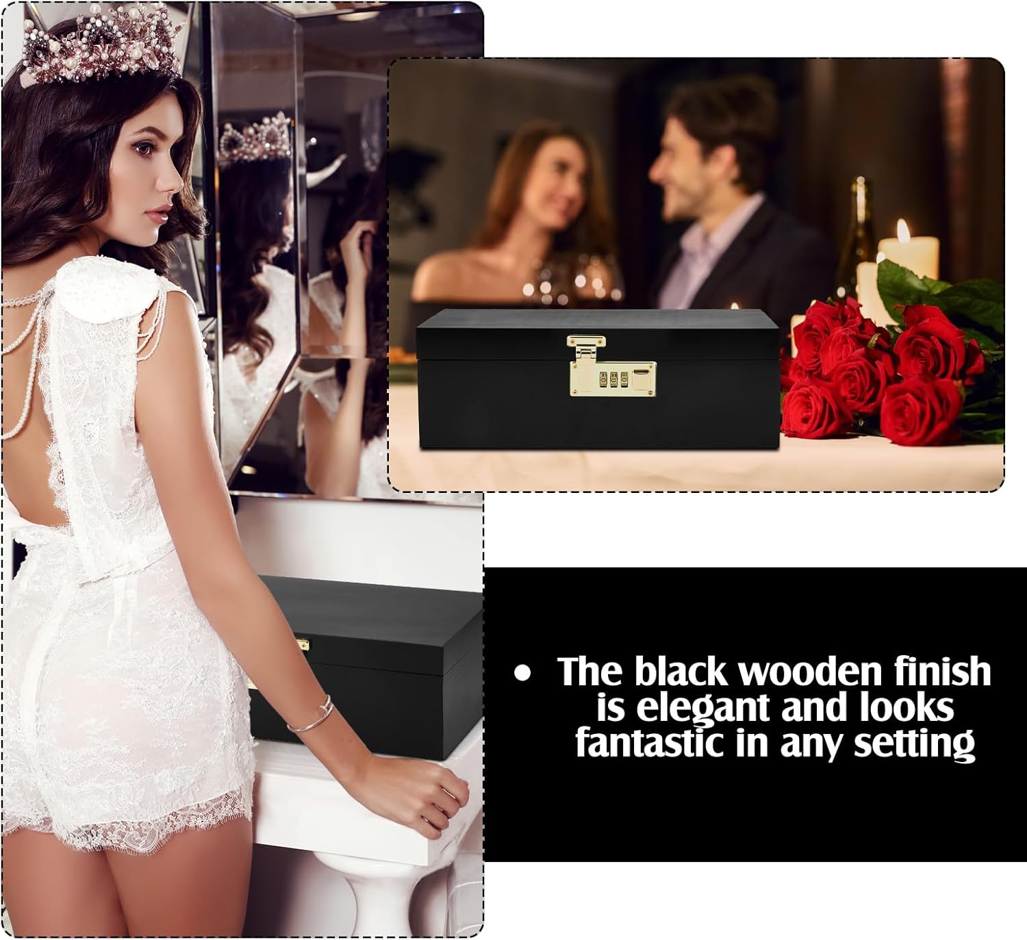 Mifoci 2 Pcs Adult Game Toy Storage Box Wooden Discreet Lockable Organizer Case Reusable Container with Lock Private for Women Men Travel Home