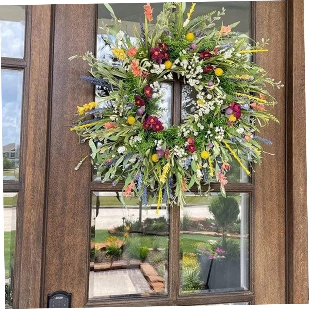 TüRkranz aus Künstlichen Wildblumen - Dekorative Mehrzweck-Girlande für Frühling und Sommer - Haustür-Kranz, 17,72 Zoll