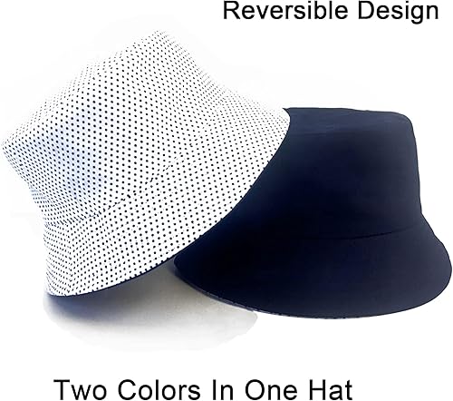 Miniatura 31 de PFFY Bucket Hat for Women Men Cotton Summer Sun Beach Fishing Cap Negro/Rojo (reversible)