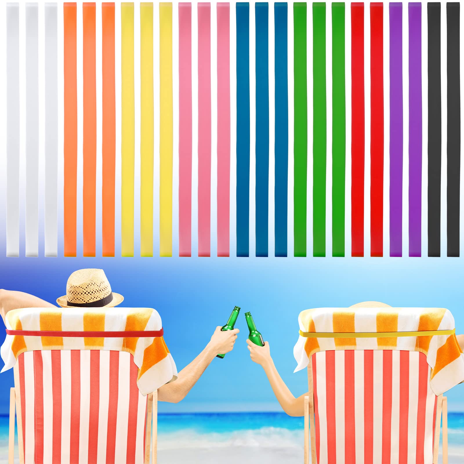 Bandes de serviette de plage contre le vent élastiques légères pour chaises de jardin x24