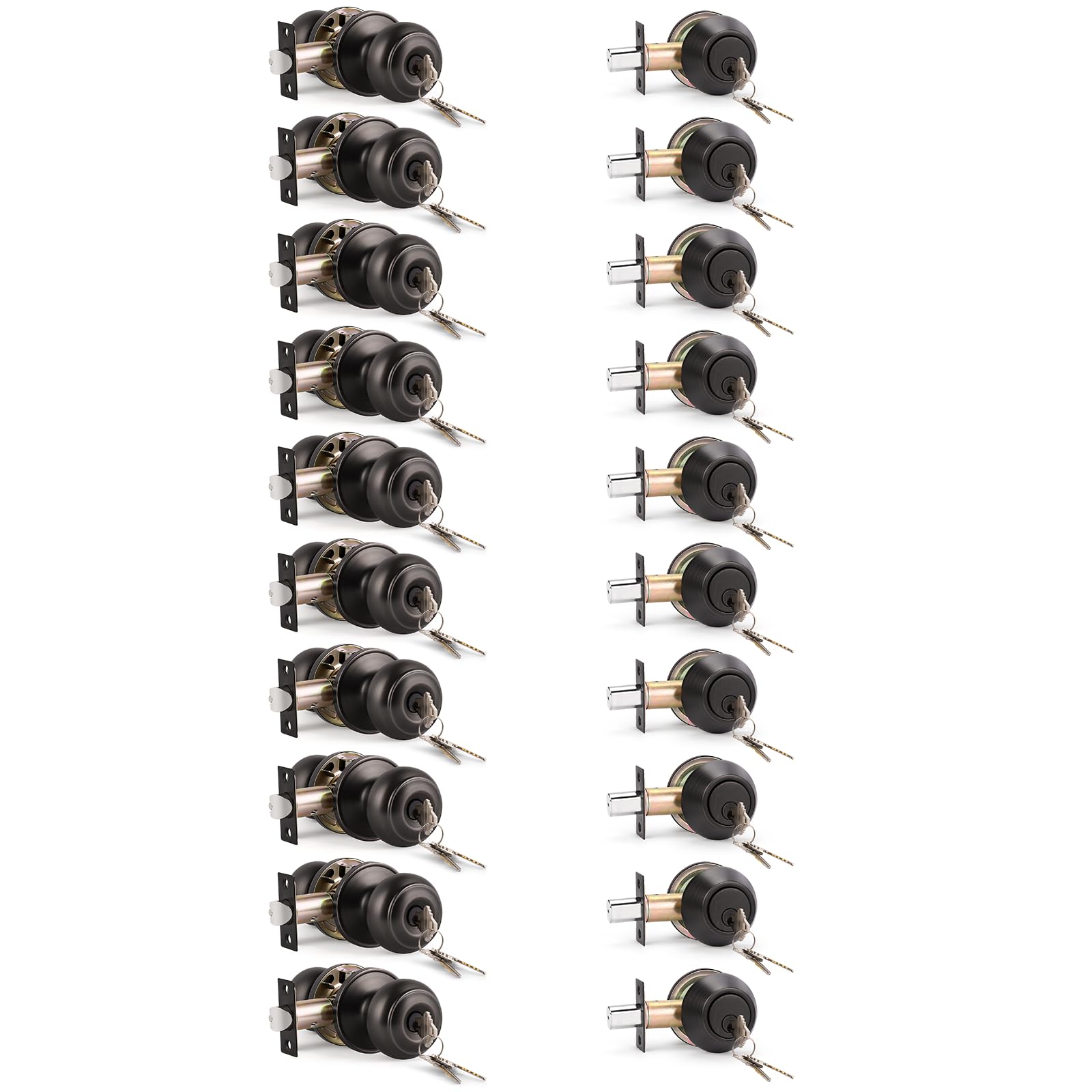 KNOBWELL Matte Black Door Knobs - Keyed Entry Set -17