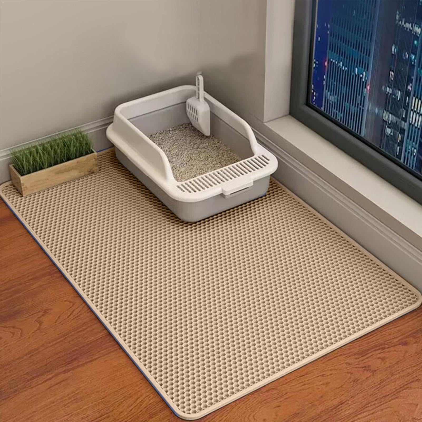 Tapis de litière pour chat - Tapis de litière pour chat - Double couche | Attrape-litière et attrape-tapis - Lavable - Attrape-litière et tapis pour les sols plus propres