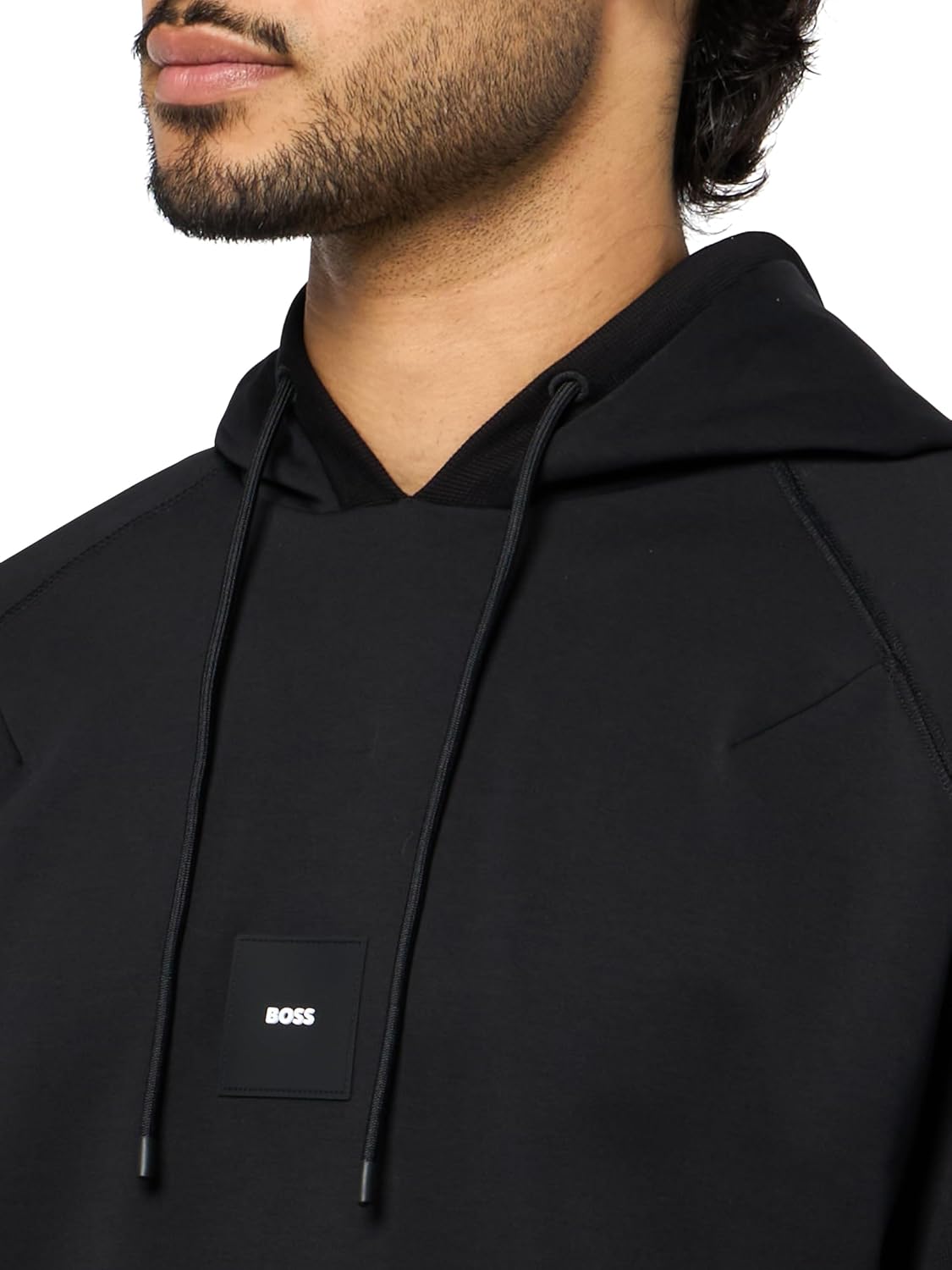 BOSS mens Badge Logo Cotton Blend Hooded Sweatshirt - Image 3