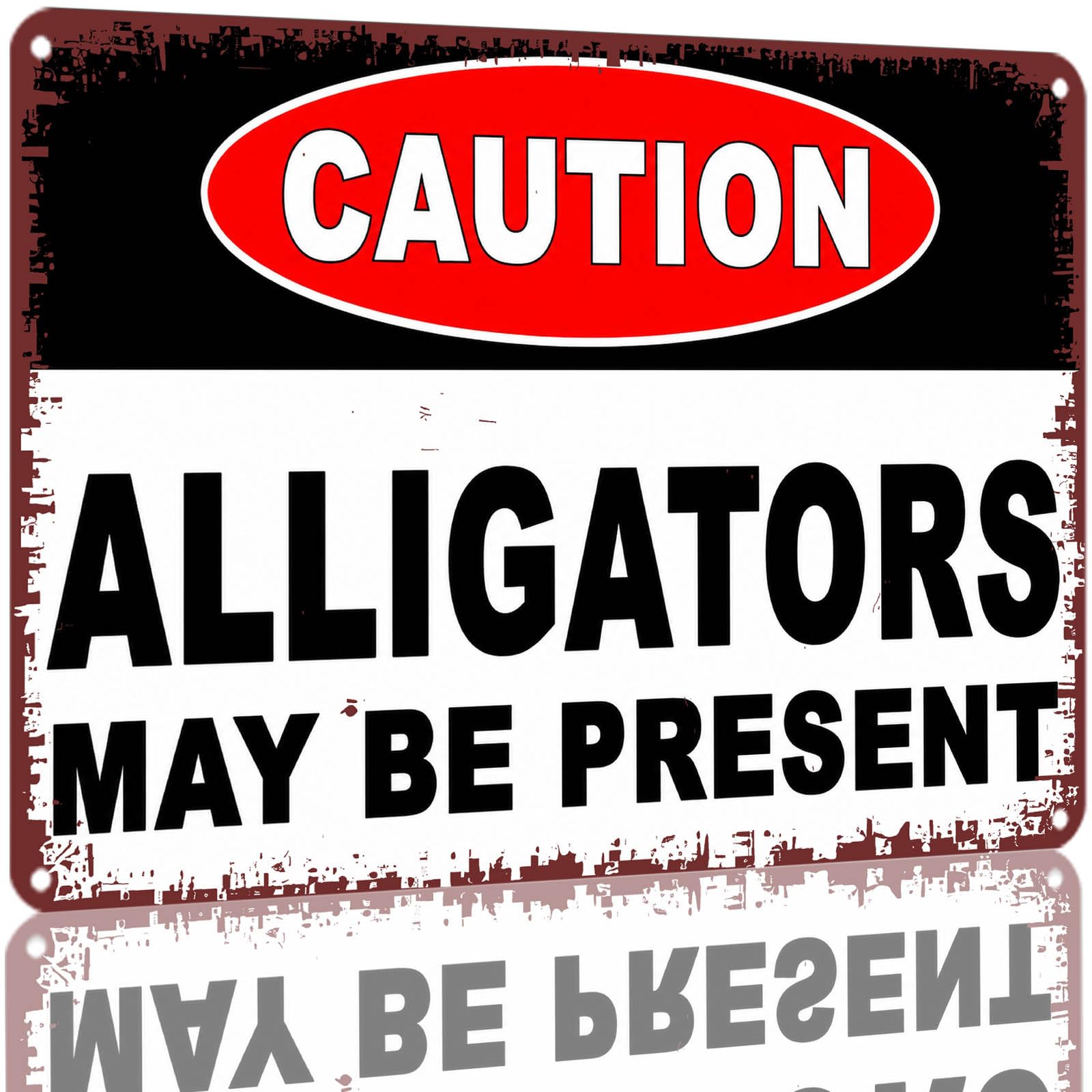 Caution Alligators May Be Present Vintage Metal Tin Sign 8x12 Inch Aluminum
