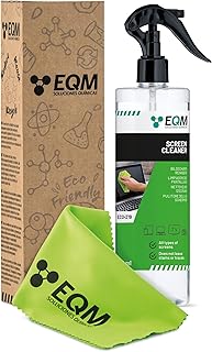 EQM - ECO-219 - Nettoyant pour écran + Chiffon Microfibre - 500 ML - Format Premium - Tous Types d'écrans - Tablette, Mobile, Ordinateur Portable, Appareil Photo, LED, OLED…