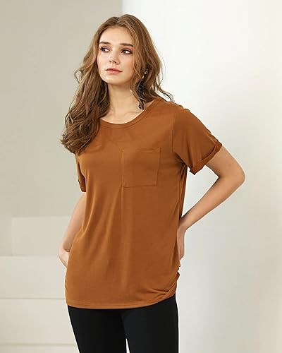 Miniatura 4 de noflik Camiseta básica de manga corta con cuello redondo para mujer Cupro Modal