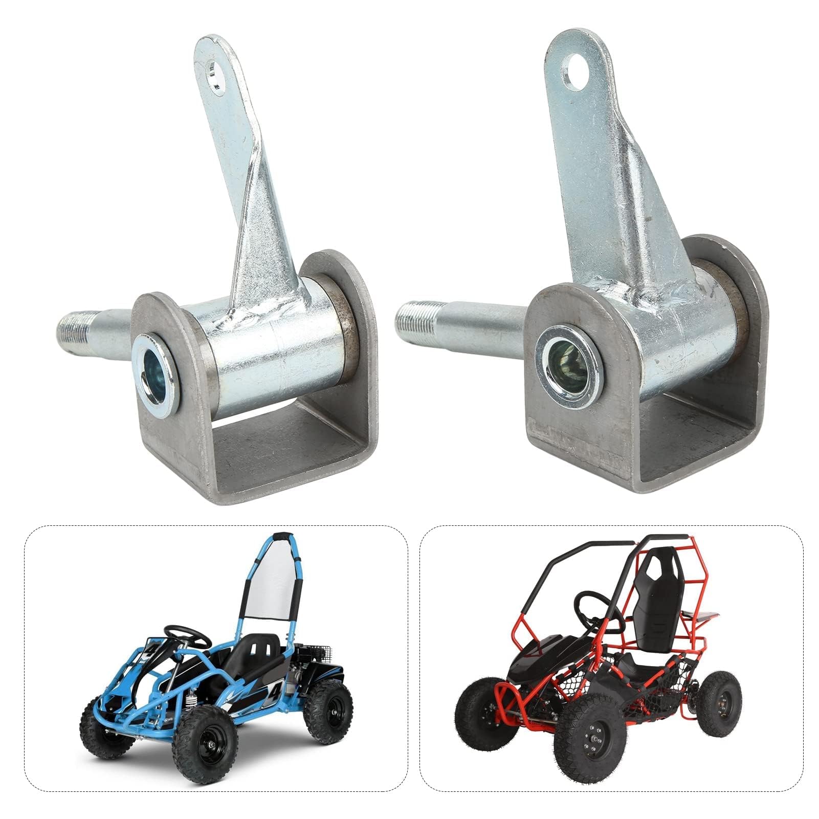 Juego de husillos Go Kart, Reemplazo de Soporte de Husillo de 4,5 Pulgadas x 5/8 Pulgadas Juego de Soporte de Husillo de Nudillo de Puntal de Dirección Derecho Izquierdo para Go Kart, Paquete de 2
