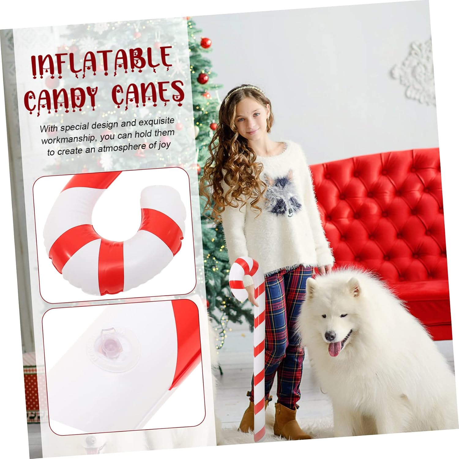 MERRYHAPY 4pcs Christmas Inflatable Candy Canes Creative Candy Cane Decor for Holiday Parties for Boys and Girls Birthday Festive Celebrations