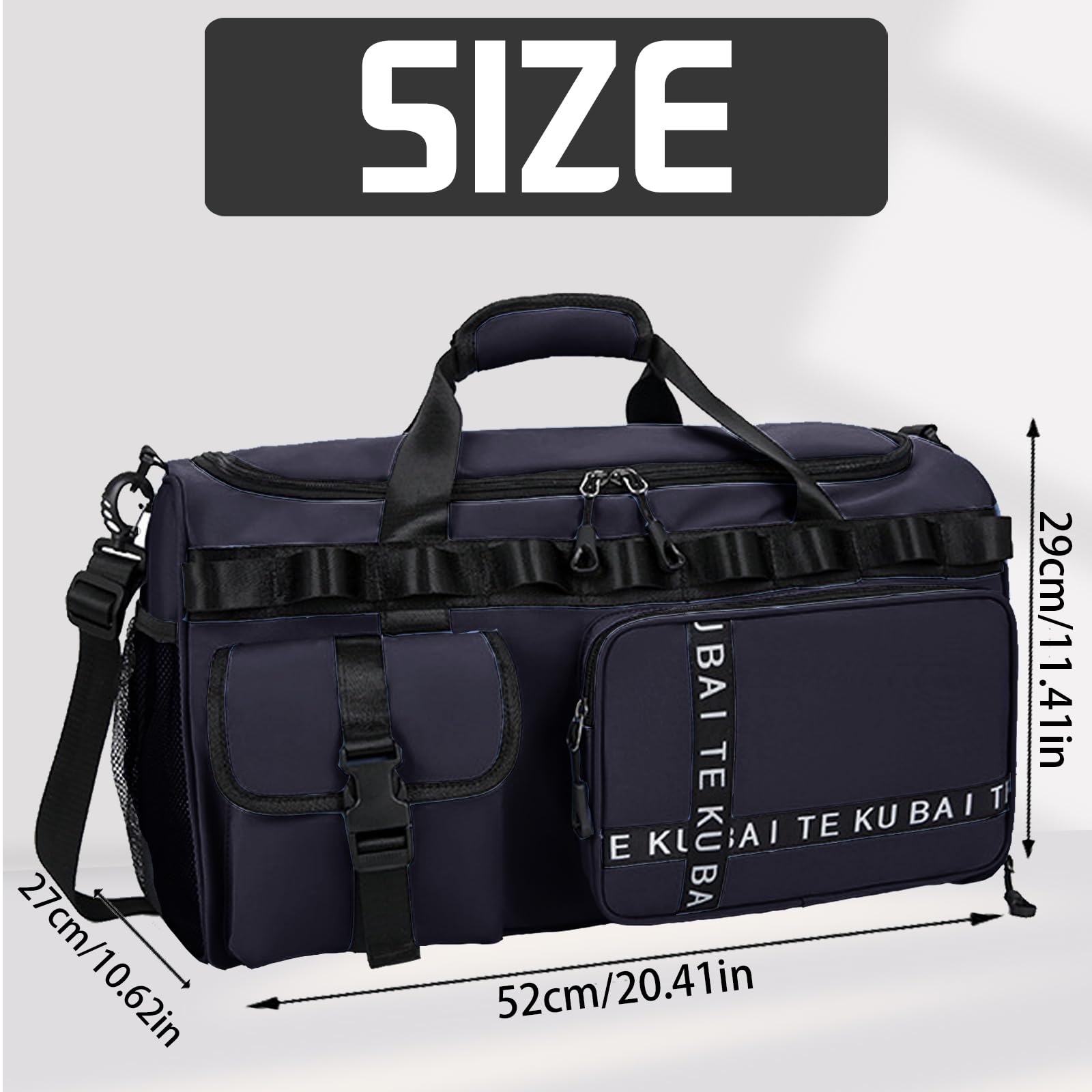 Borsone da Viaggio da Uomo e Donna, 65L Borsa Sportiva Grande con Scomparto per Scarpe, Scomparto Umido, Impermeabile, Borsa da Nuoto, per Notte Weekender