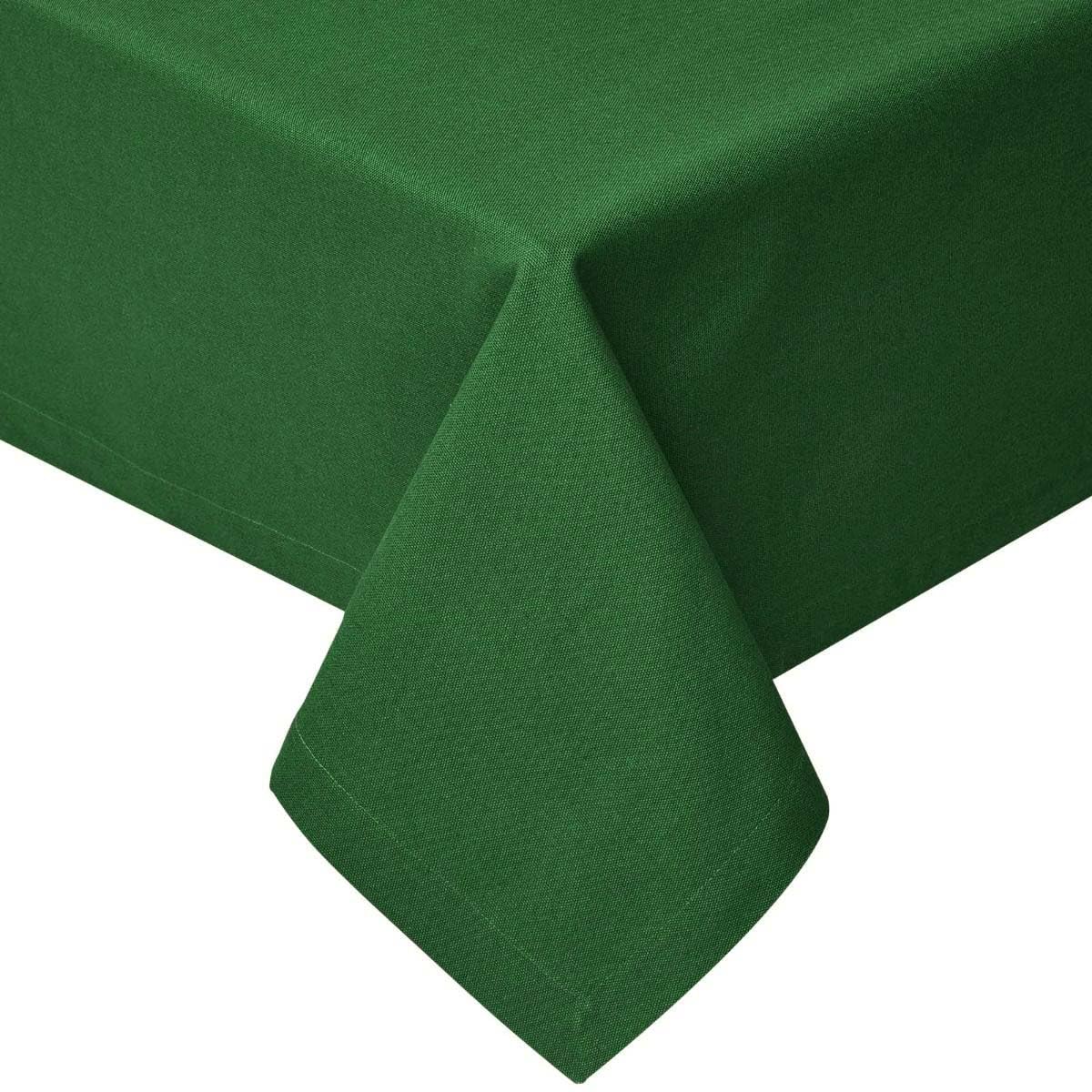 Homescapes Plain Cotton Tablecloth, 178cm x 305cm in Dark Green