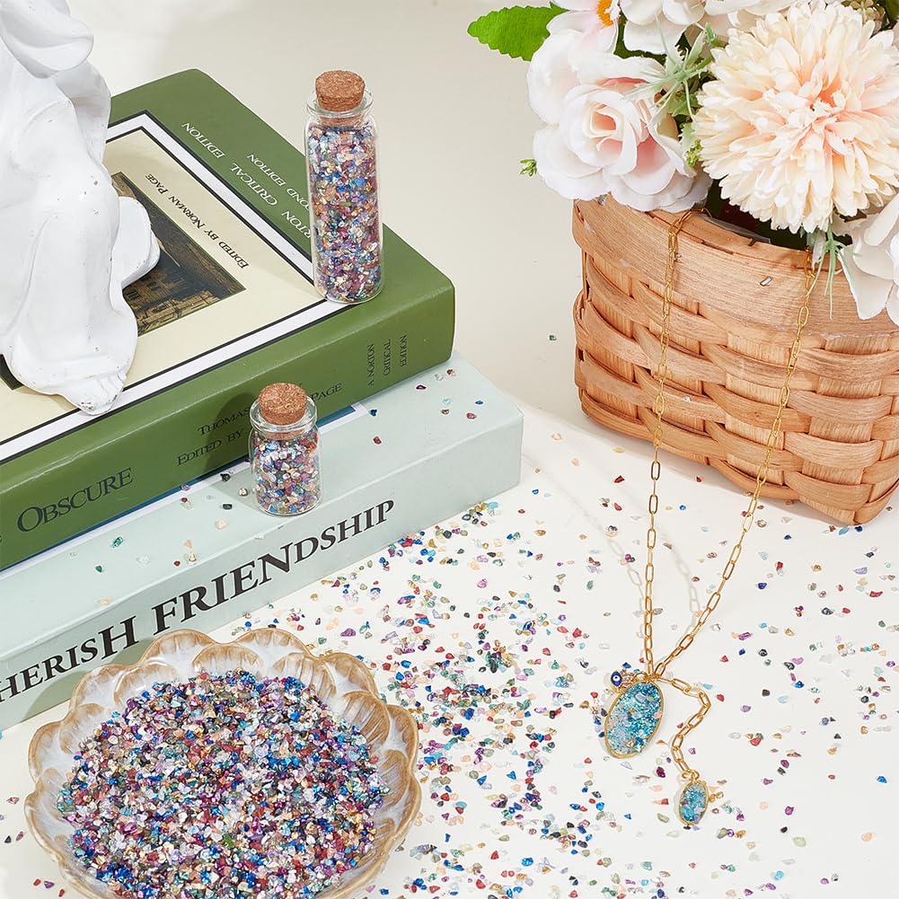 OLYCRAFT 342 pz 18 Colori Perline di Vetro Frantumato Chip di Vetro Frantumato Glitter Perline di Vetro Non Forate per Nail Art Artigianato Resina Fai da Te Cassa del Telefono Vasi Riempitivi