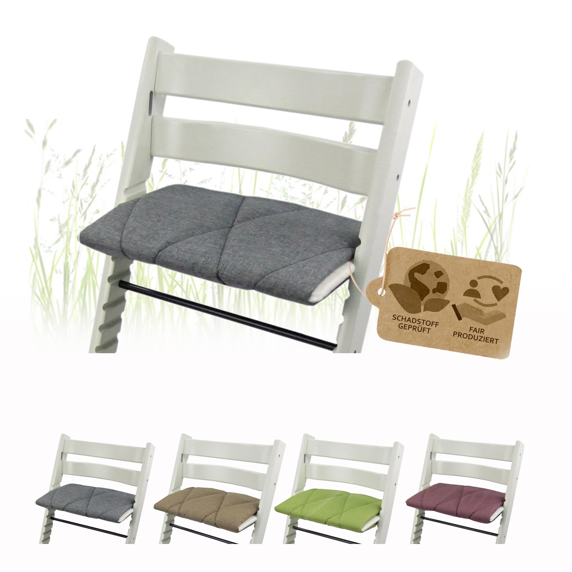 BAMBINIWELT Kissen für Erwachsene, Juniorkissen, Sitzkissen für Trittbrett, kompatibel mit Hochstuhl Stokke Tripp Trapp, Sitzkissen, Großes Kissen für Fußbrett (dunkelgrau)