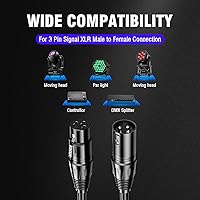 Vista 6 de Cable DMX de 3.2 pies, paquete de 12 cables flexibles de señal XLR de 3 pines macho a hembra DMX, adecuado para señal de iluminación de escenario
