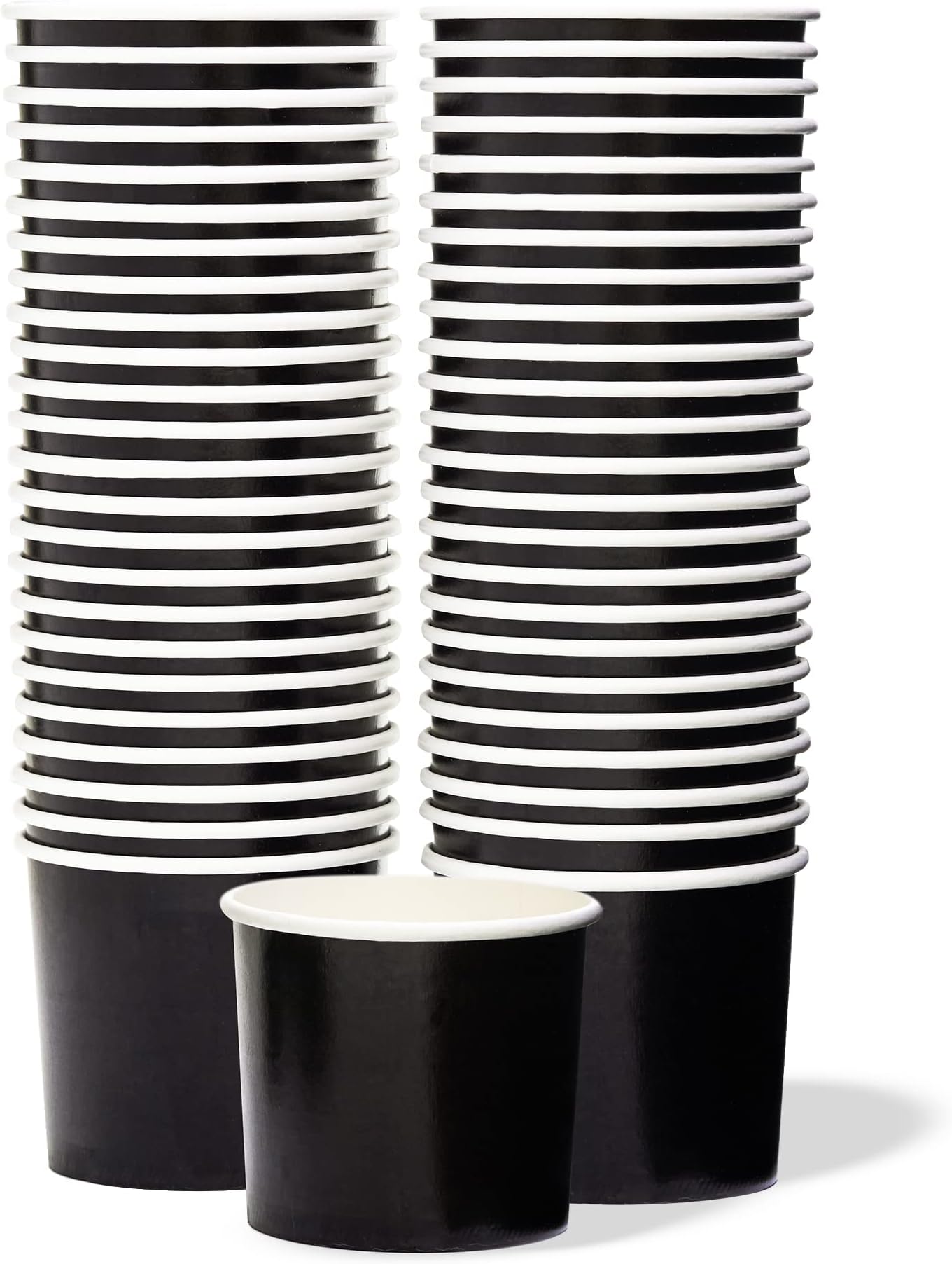 Paper Ice Cream Cups - 50-Count 325ml Disposable Dessert Bowls for Hot or Cold Food, 325-Milliliter Party Supplies Treat Cups for Sundae, Frozen Yoghurt, Soup, Black