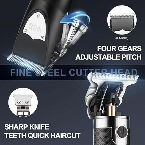 Miniatura 24 de RESUXI Professional Hair Clippers for Men T-Blade Trimmer Electric Shavers Razor Set,Cordless Beard Trimmer for Men Barber Clippers for Hair Cutting