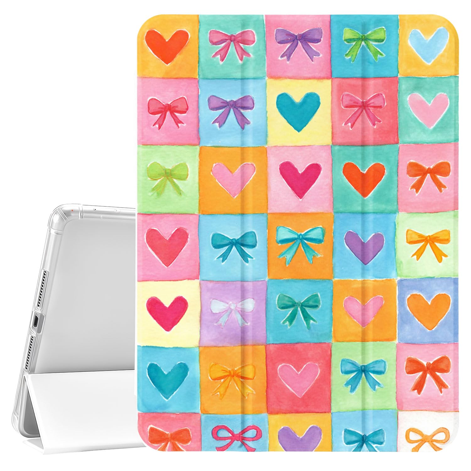 Joli motif de grille pour iPad (A16) 11e génération, étui 11" 2025/10e génération 10,9" 2022, mise en veille/réveil automatique en TPU avec porte-crayon