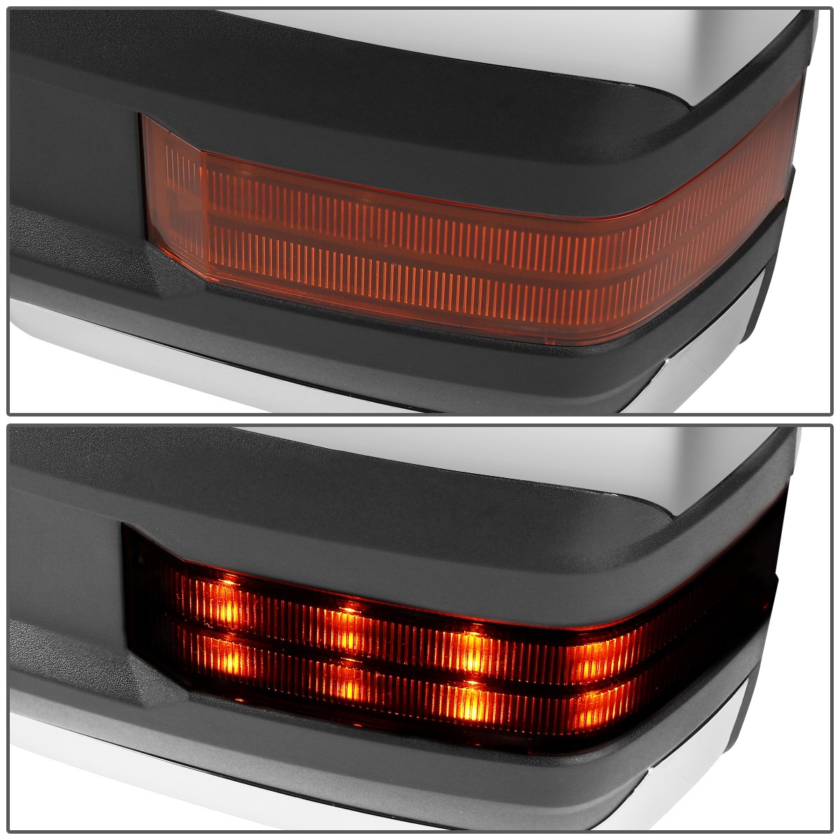 Par] Espejos Laterales De Remolque Con Calefacción Eléctrica Y Señal LED ámbar Compatible Con Silverado Sierra 99-02, Color Negro