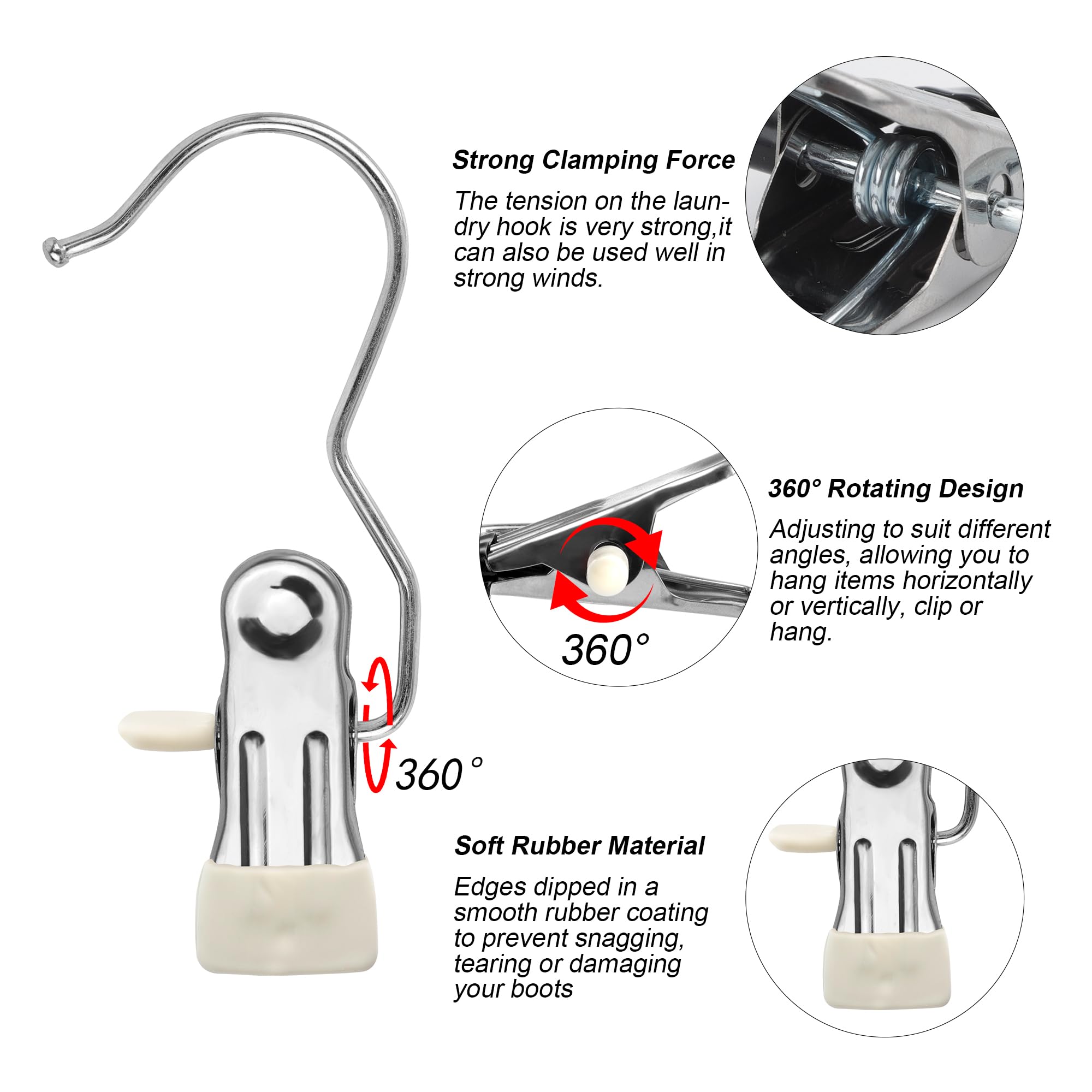 YSDMY 24 Pièces Crochet à Linge Rotatif à 360° Crochet