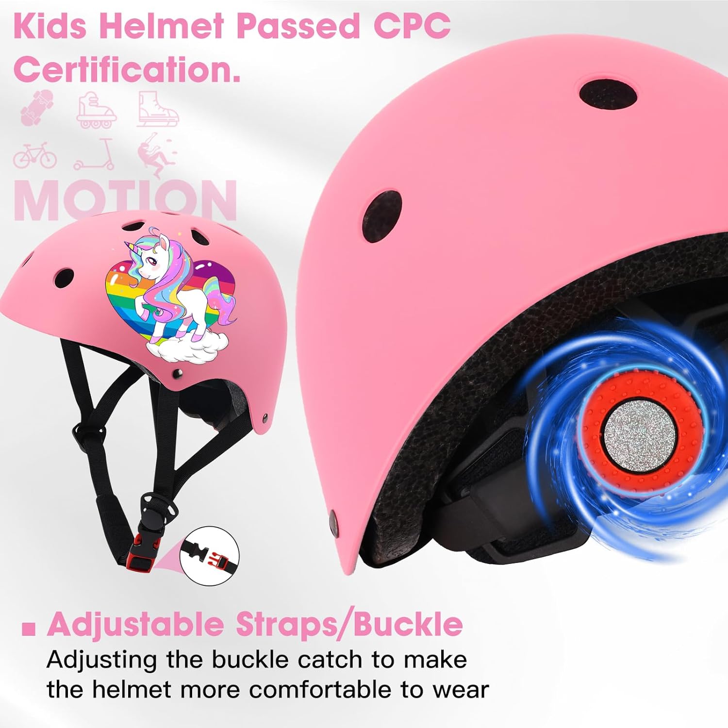Toddler Kids Bike Helmet Set for Boys Girls Color Gradient Adjustable Skateboard Helmet Protective Gear Set Knee Elbow Wrist Pads for Bike, Roller, Scooter, Cycling, Balance and More Sports