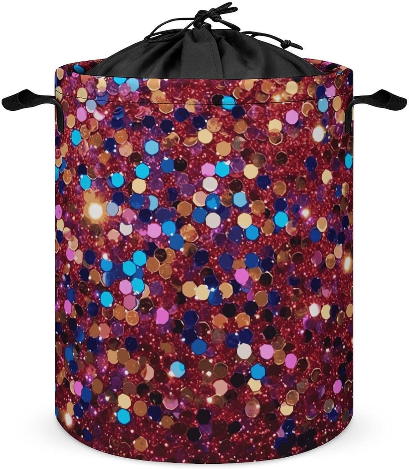 Glitter Pattern Laundry Basket Collapsible Clothes Hamper with Reinforced Handles Large Capacity Waterproof Laundry Bag Freestanding Laundry Hamper for Bedroom Bathroom