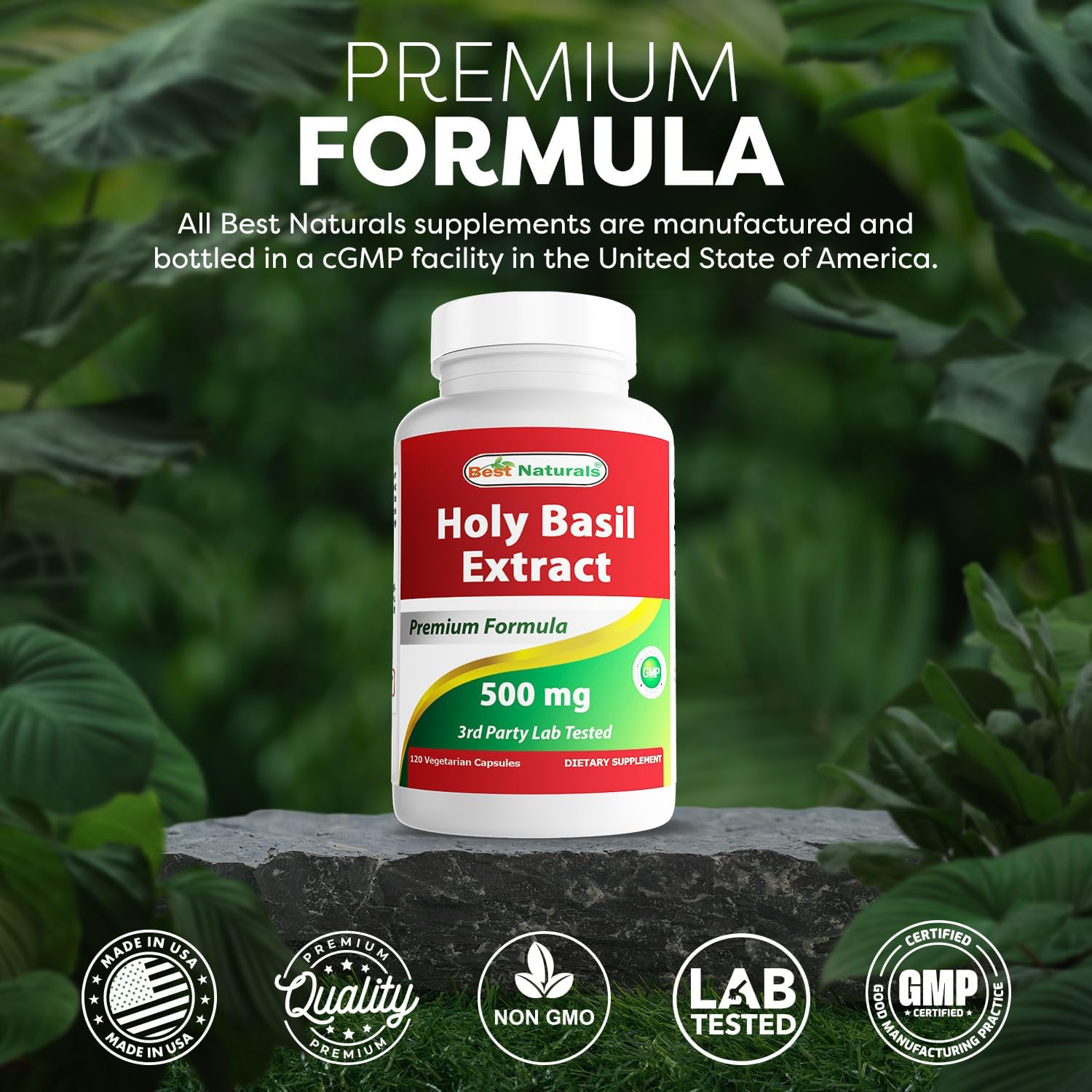 Best Naturals Holy Basil Extract 500 mg 120 VCaps (120 Count (Pack of 2)) - Image 5