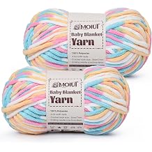 Fluffy Chunky Yarn for Crocheting, Chenille Crochet Yarn 6 Super Bulky, 2 Pack of 87.9 yds/4.23 oz Baby Blanket Yarn, Soft Velvet Yarns for Knitting Amigurumi&DIY Crafts/Hats/Socks2 Candy