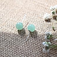 Vista 14 de Aretes de jade, aretes de jade verde para mujer, aretes de plata de ley 925 para orejas sensibles, joyería de jade para mujeres y hombres Plateado