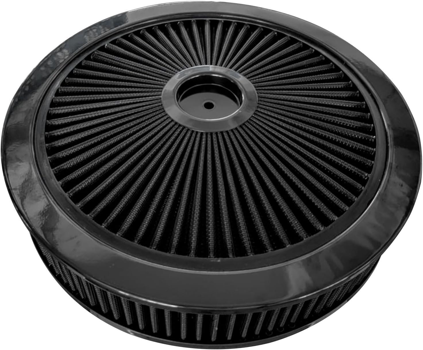 14" x 3" Round Super Flow Air Cleaner Kit Washable Element Recessed Base Black Trim Black