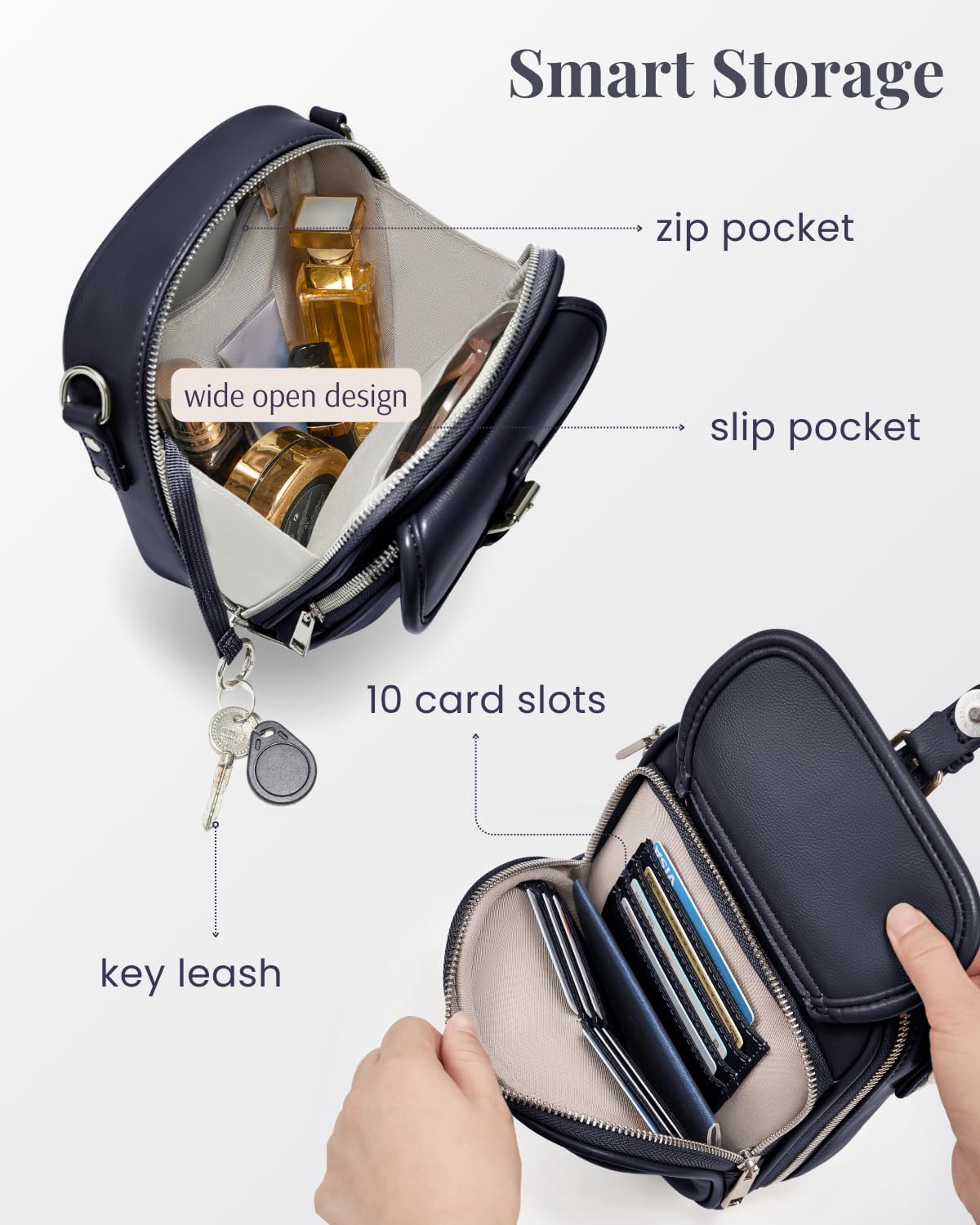 Unilily Crossbody Bags for Women, Vegan Leather Messenger Bag Vintage Shoulder Bag Travel Purse Wallet with Card Slots