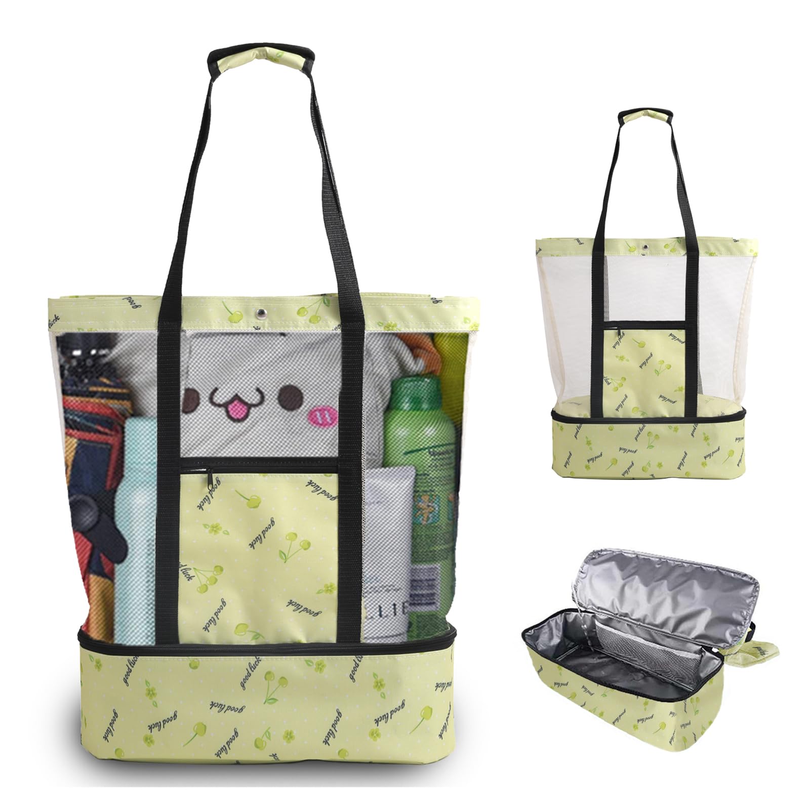 MizijiaBolsa de Playa, Bolso Playa Grande XXL Familiar con Bolsa Térmica, Bolso Playa Mujer, Bolsas de Playa Grandes para Playa, Picnic, Camping y Compras