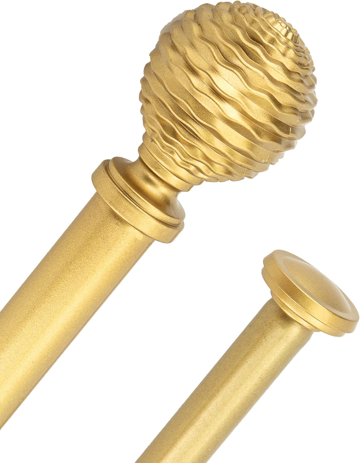 5/8" Double Curtain Rod with Boule Finials,Weathered White,48‘’-84‘’