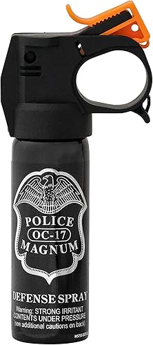 Police Magnum Nebulizador de pimienta grande para autodefensa Seguridad y protección táctica de máxima resistencia Recipiente portátil negro