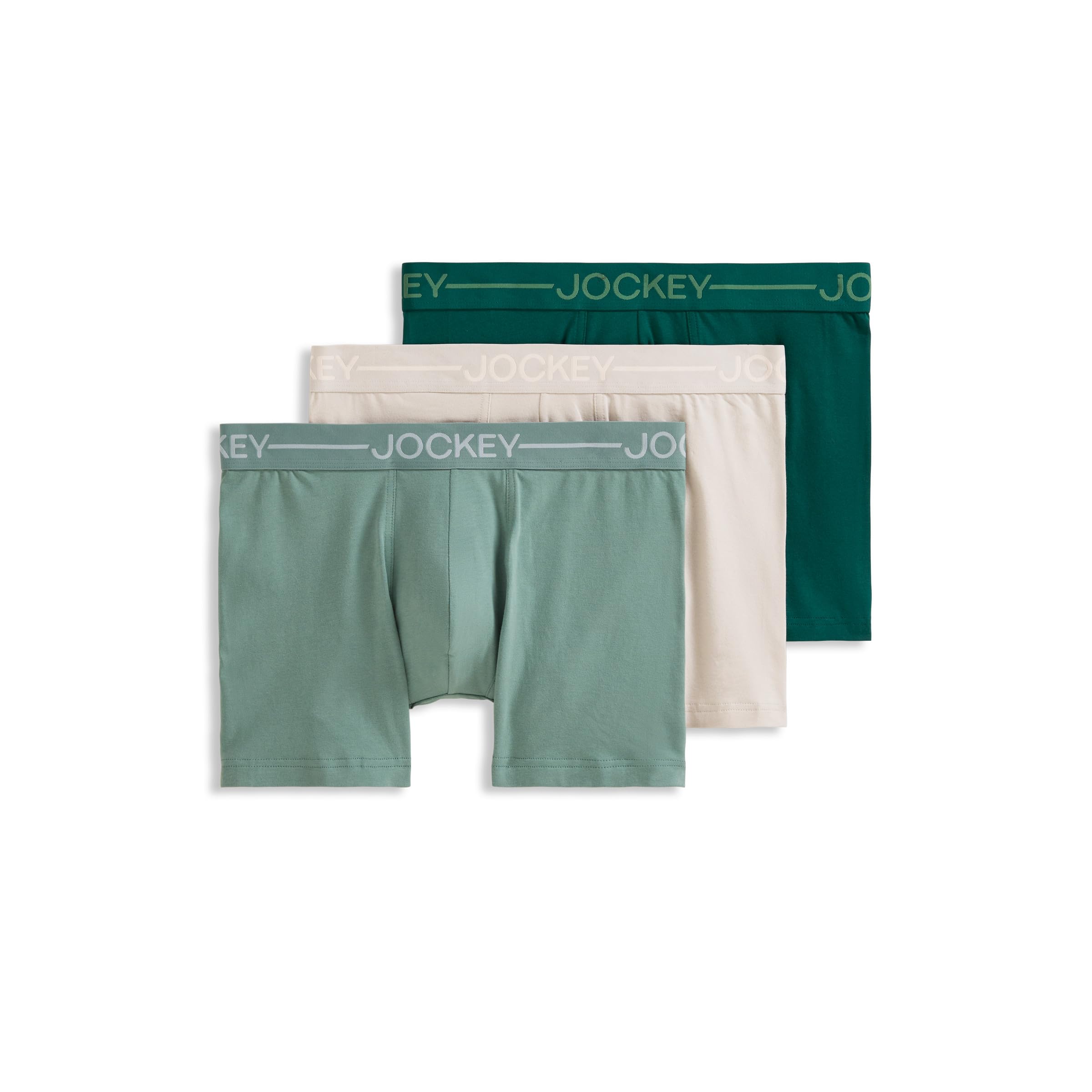 Jockey Men's Underwear Organic Cotton Stretch 4" Trunk - 3 Pack Large Evergreen Mist