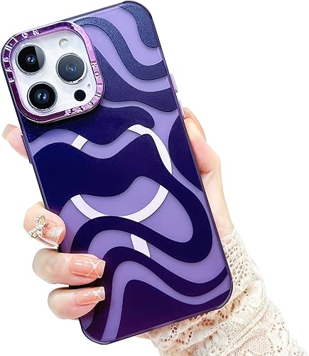 ZIYE Funda magnética para iPhone 14 Pro Max, diseño de patrón de ondas compatible con MagSafe a prueba de golpes, suave poliuretano termoplástico,
