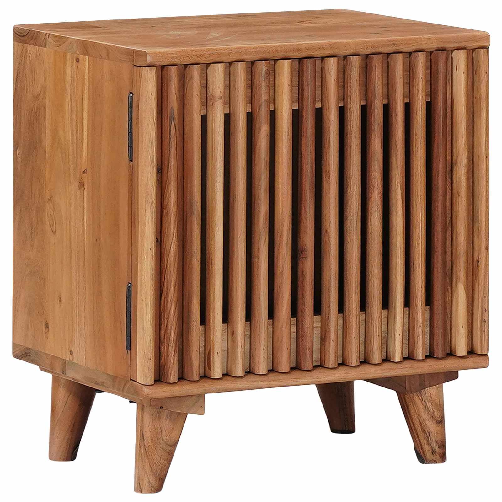 Table de chevet en bois massif d'acacia fait main marron teck 40x30x45cm