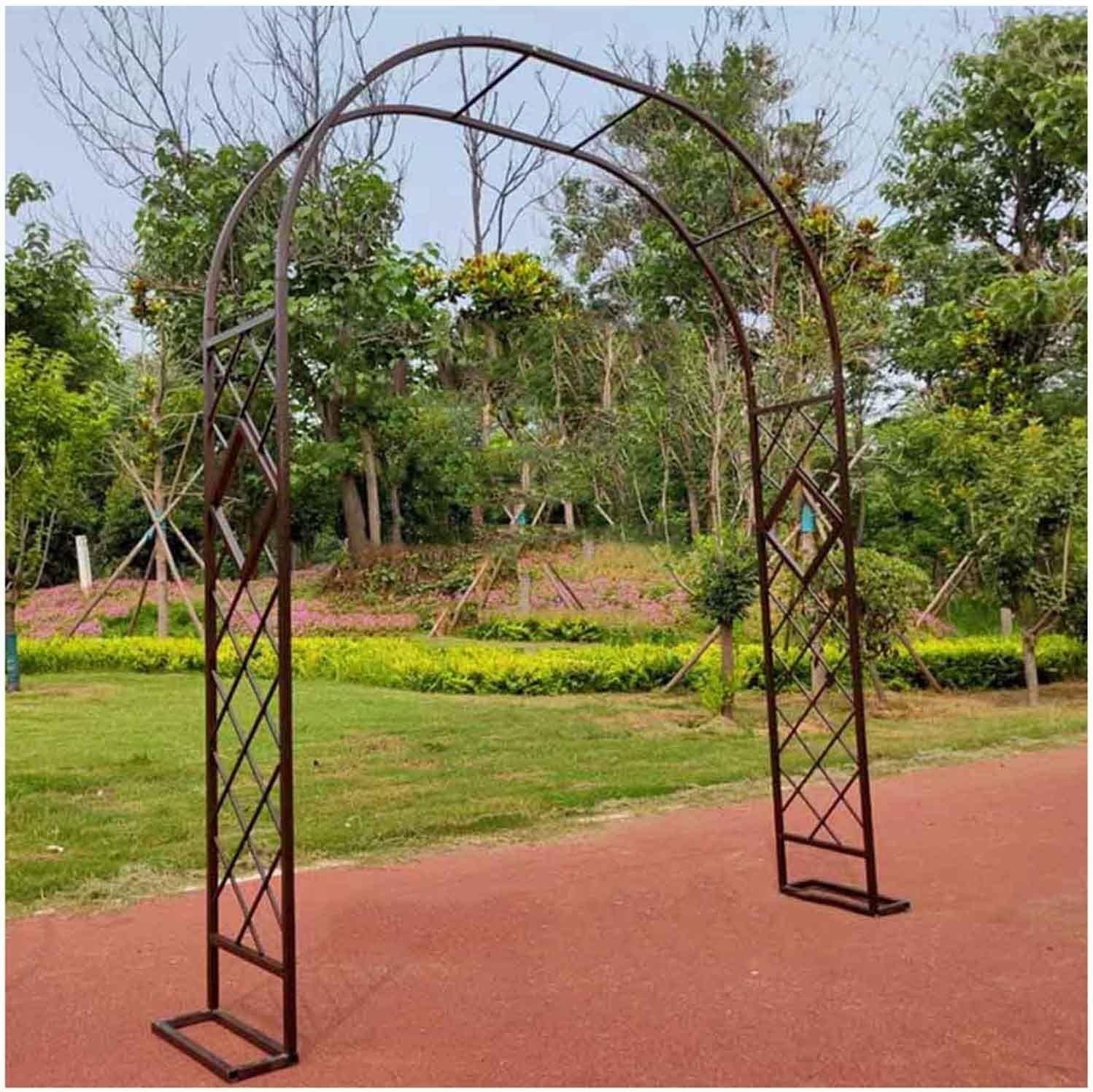 Grande arche de jardin robuste en métal brun pour tonnelle de rose