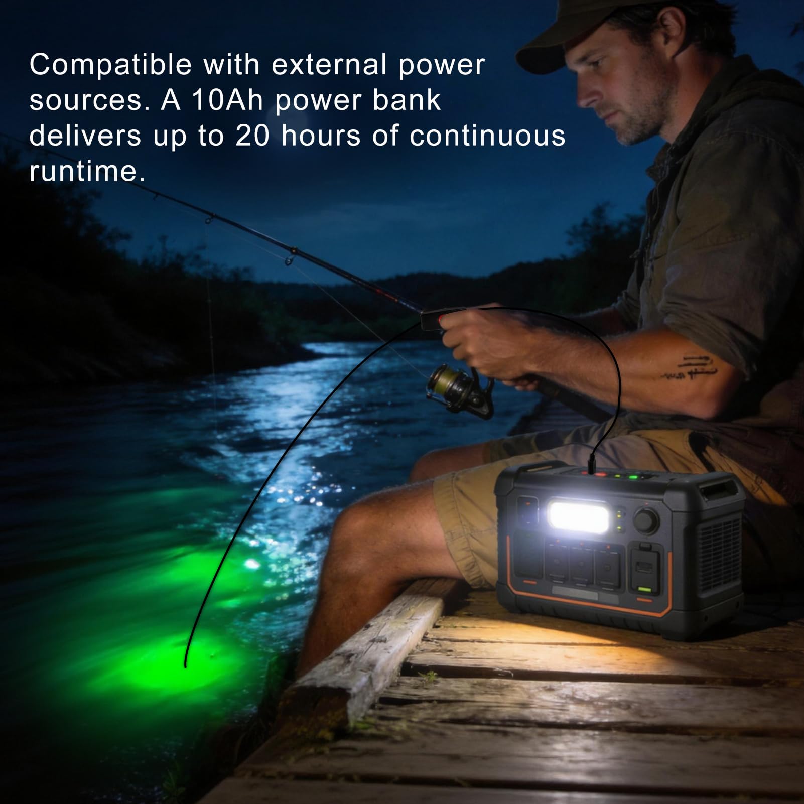 Luz de pesca verde subacuática superbrillante, luz verde LED para pesca, 12 W, 1300 lúmenes, clasificación IP68, atrayentes de luz sumergible para muelles, barcos, kayaks