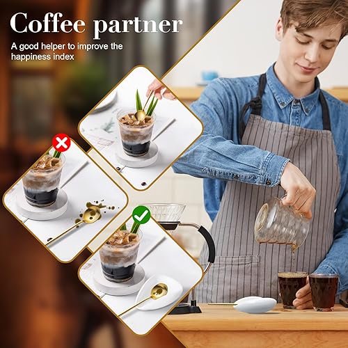 Miniatura 4 de Soporte para cuchara de café de cerámica, pequeño soporte blanco para barra de café, encimera de cocina, utensilios de agitación, elegante mini