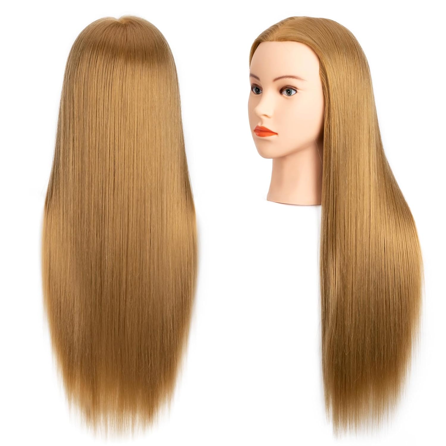 Mannequin Head 80% Human Hair Cosmetology Mannequin Head Practice Hairstyles Training Head for Hairdresser(#27 Light Brown)