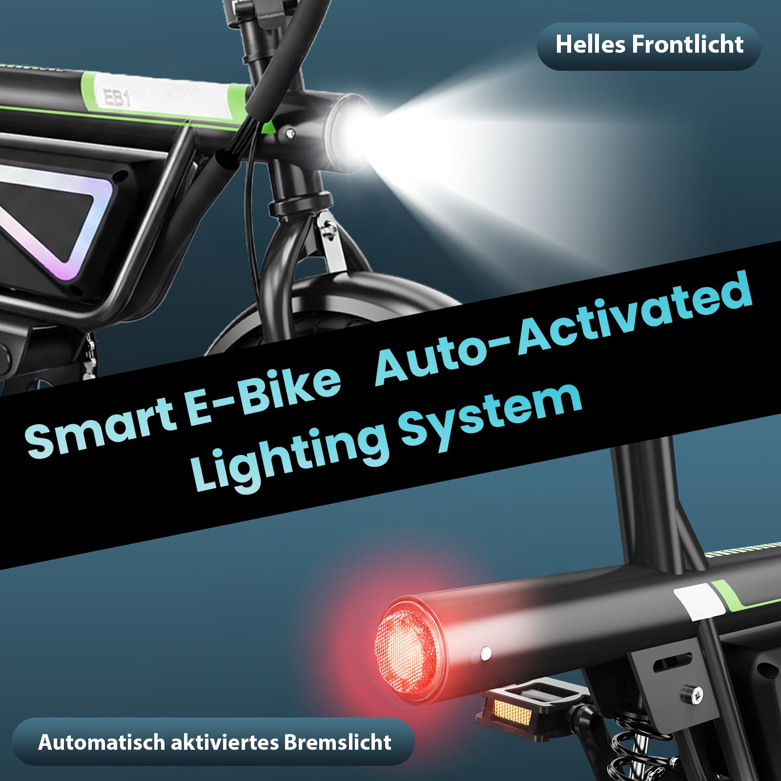 Finbike E-Bike Klapprad 14 Zoll, Pedelec Elektrofahrrad für Herren & Damen, 36V 12Ah Akku, 50KM Reichweite, 250W Motor, APP-Steuerung, Faltbares City Bike mit LED-Licht, Leicht & Kompakt für Pendler